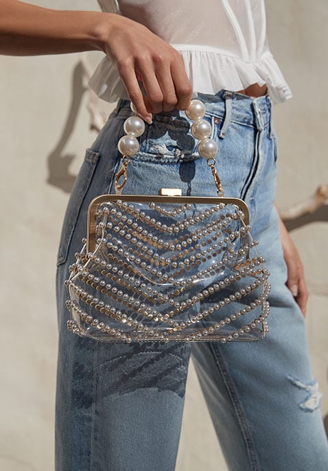 Lacey Pearl Frame Clutch