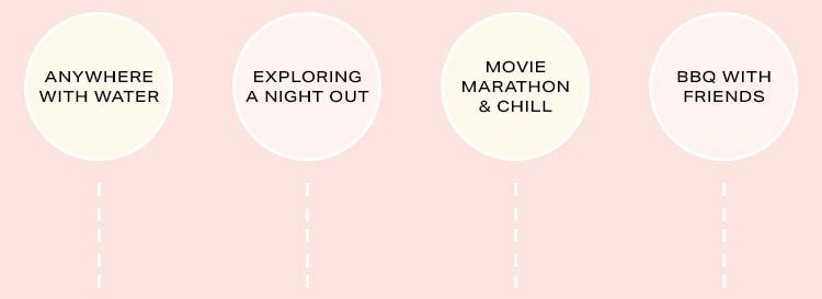  Your Weekend Style Guide: What’s On Your Agenda? Anywhere With Water? Exploring a Night Out? Movie Marathon & Chill? BBQ With Friends?