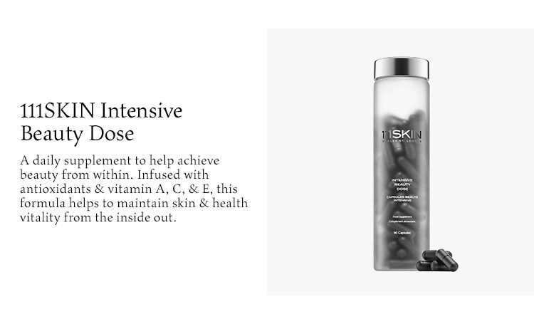 111Skin Intensive Beauty Dose. A daily supplement to help achieve beauty from within. Infused with antioxidants & vitamin A, C, & E, this formula helps to maintain skin & health vitality from the inside out.