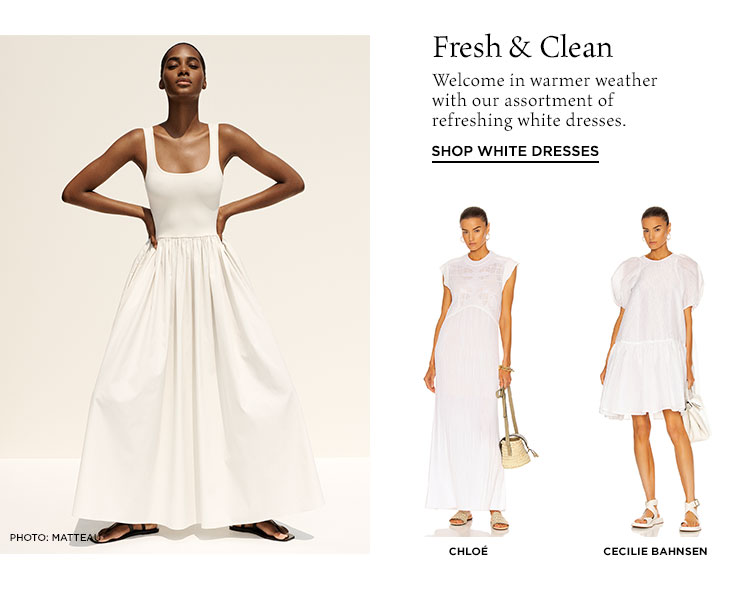 Fresh & Clean. Welcome in warmer weather with our assortment of refreshing white dresses. Shop White Dresses