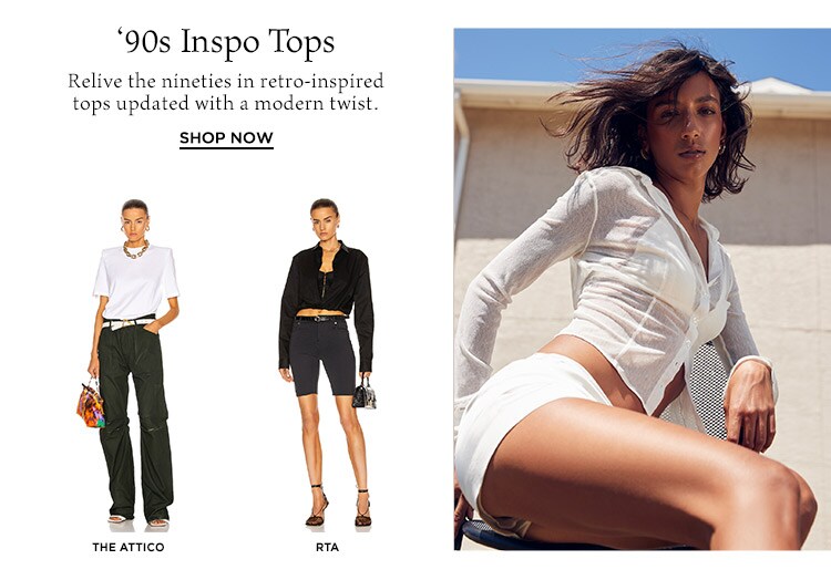 ‘90s Inspo Tops: Relive the nineties in retro-inspired tops updated with a modern twist. Shop Now
