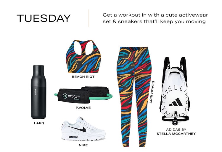 Tuesday. Get a workout in with a cute activewear set & sneakers that’ll keep you moving. Shop now.