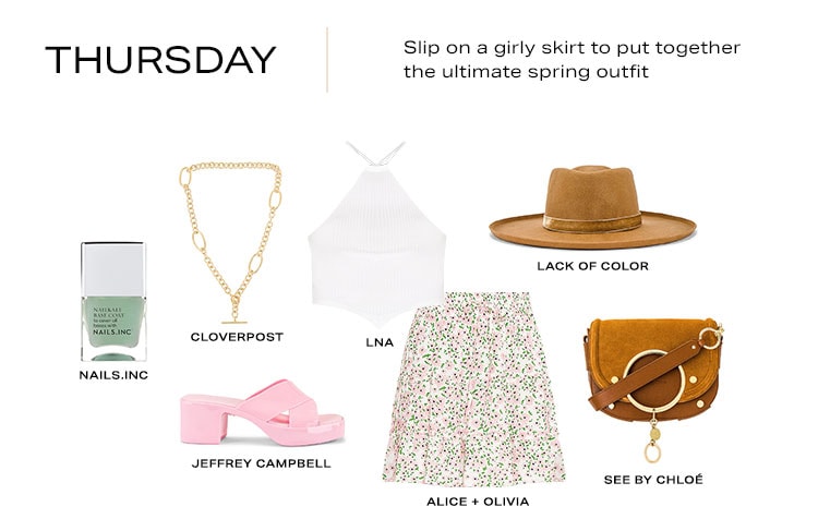 Thursday. Slip on a girly skirt to put together the ultimate spring outfit. Shop now.