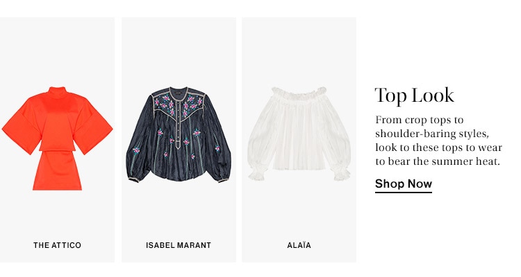 Top Look: From crop tops to shoulder-baring styles, look to these tops to wear to bear the summer heat. Shop Now