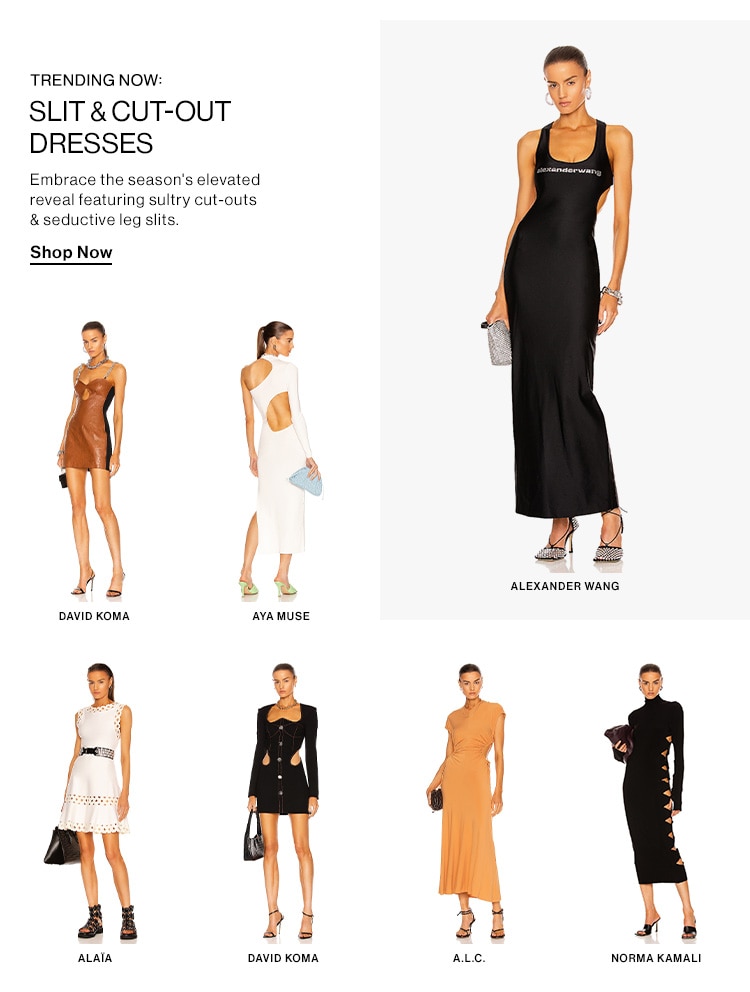 Trending Now: Slit & Cut-Out Dresses. Embrace the season's elevated reveal featuring sultry cut-outs & seductive leg slits. Shop Now