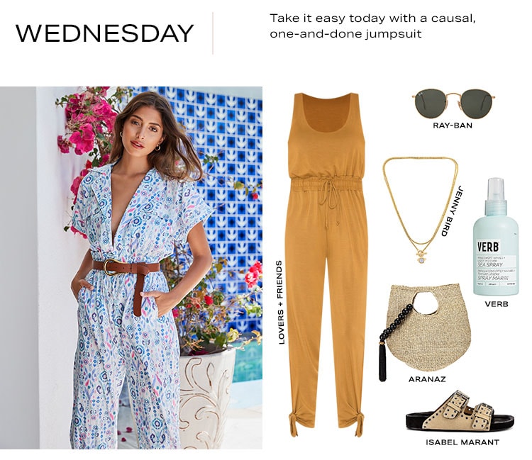 Wednesday. Take it easy today with a causal, one-and-done jumpsuit. Shop now.