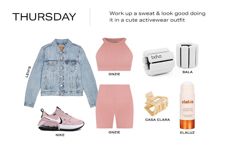 Thursday. Work up a sweat & look good doing it in a cute activewear outfit. Shop now.