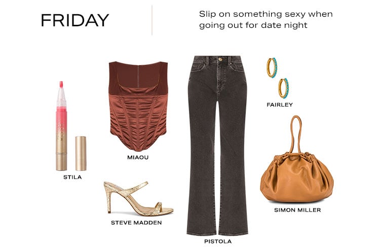Friday. Slip on something sexy when going out for date night. Shop now.