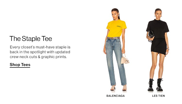 The Staple Tee. Every closet’s must-have staple is back in the spotlight with updated crew neck cuts & graphic prints. Shop Tees