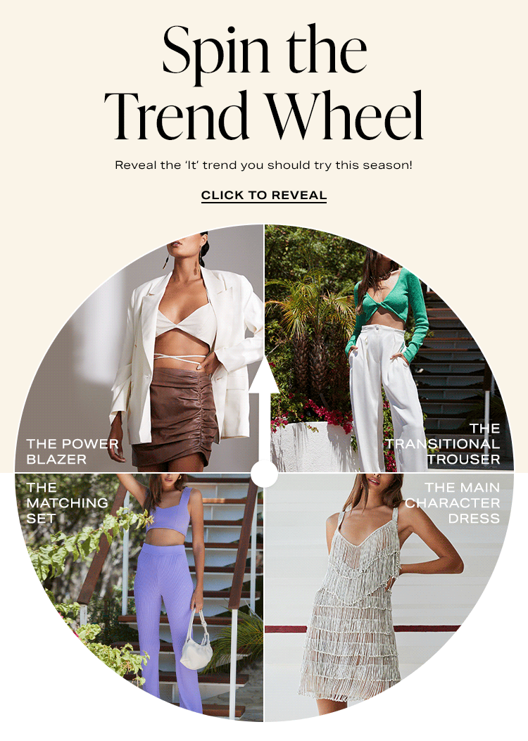 Spin the Trend Wheel: Reveal the ‘It’ trend you should try this season! Click to Reveal