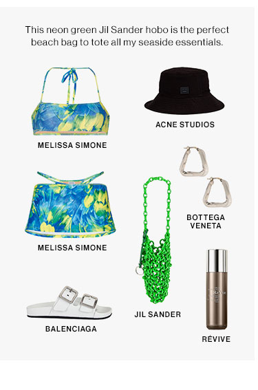 This neon green Jil Sander hobo is the perfect beach bag to tote all my seaside essentials.