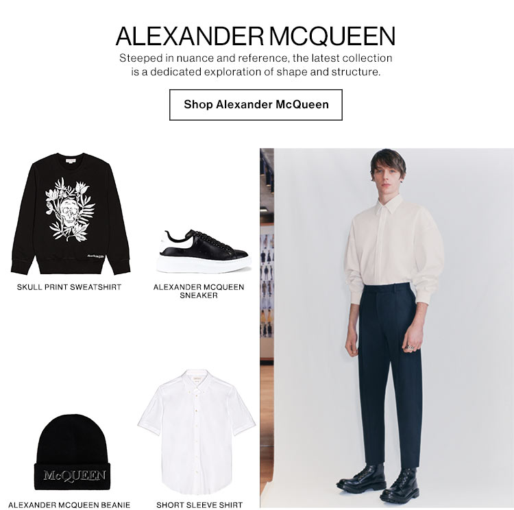 Steeped in nuance and reference, the latest collection is a dedicated exploration of shape and structure. Shop Alexander Mcqueen