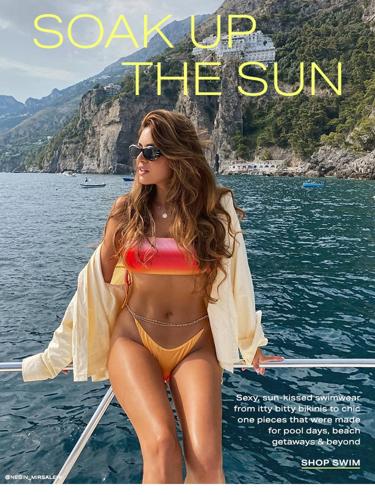 Soak Up the Sun: Sexy, sun-kissed swimwear from itty bitty bikinis to chic one pieces that were made for pool days, beach getaways & beyond - Shop Swim