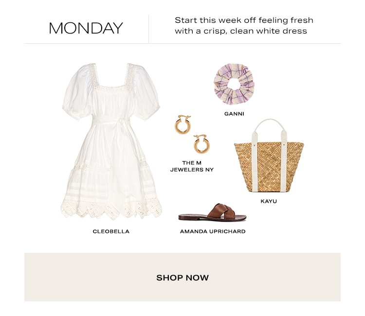 Monday. Start this week off feeling fresh with a crisp, clean white dress. Shop Now