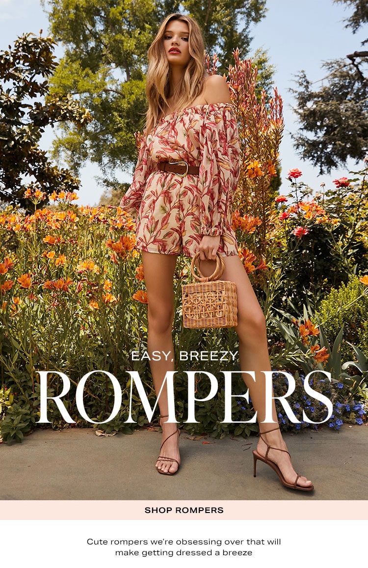 Easy, Breezy Rompers. Cute rompers we’re obsessing over that will make getting dressed a breeze. Shop rompers.