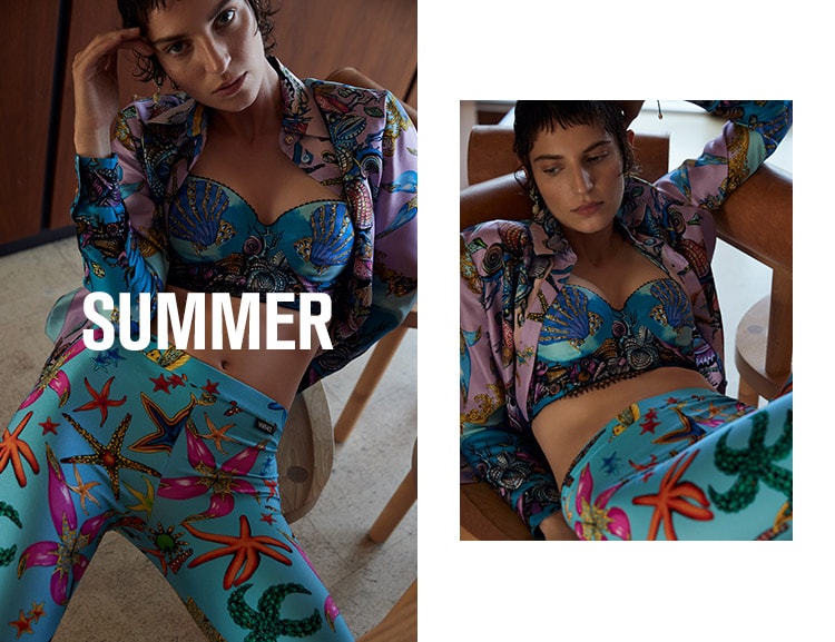 Summer Drama: Enter into the season dressed with a dose of drama featuring eclectic, anti-minimalist prints & the most saturated hues yet. Shop the Edit