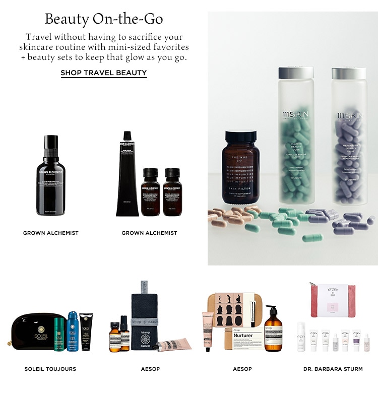 Beauty On-the-Go: Travel without having to sacrifice your skincare routine with mini-sized favorites + beauty sets to keep that glow as you go. Shop Travel Beauty