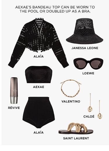 AEXAE’S BANDEAU TOP CAN BE WORN TO THE POOL OR DOUBLED UP AS A BRA.