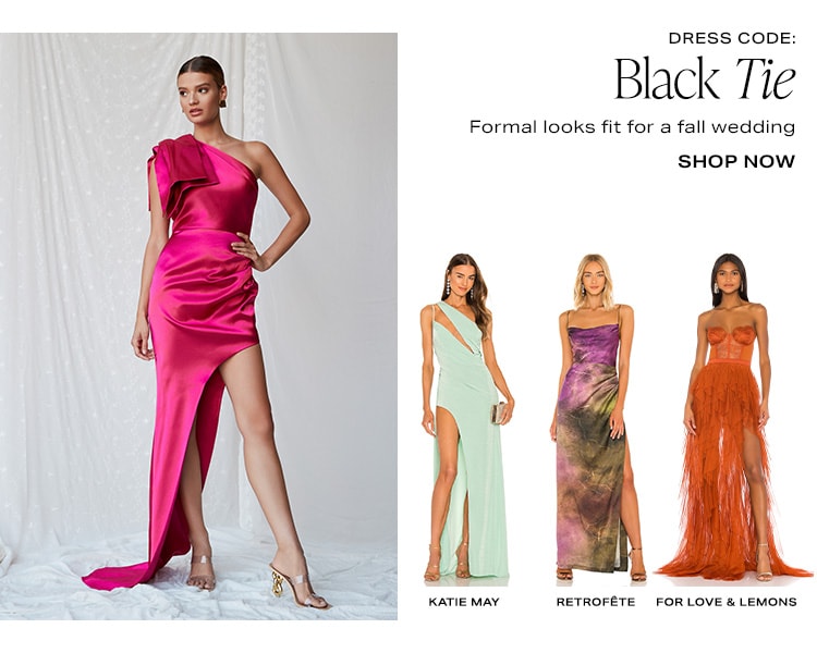 Dress Code: Black Tie. Formal looks fit for a fall wedding. Shop Now
