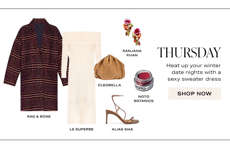 Thursday: Heat up your winter date nights with a sexy sweater dress - Shop Now
