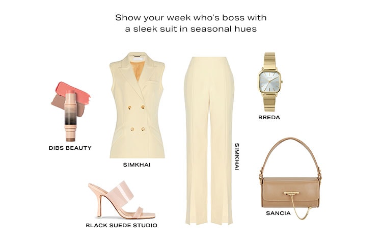 Tuesday: Spring Suiting. Show your week who’s boss with a sleek suit in seasonal hues