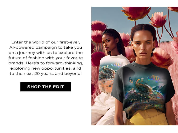 REVOLVE BEST TRIP EST 2003. Enter our world of AI-powered art to take you on a journey with us to explore the future of fashion with your favorite brands. Here's to forward-thinking, exploring new opportunities, and to the next 20 years, and beyond! Shop the Edit