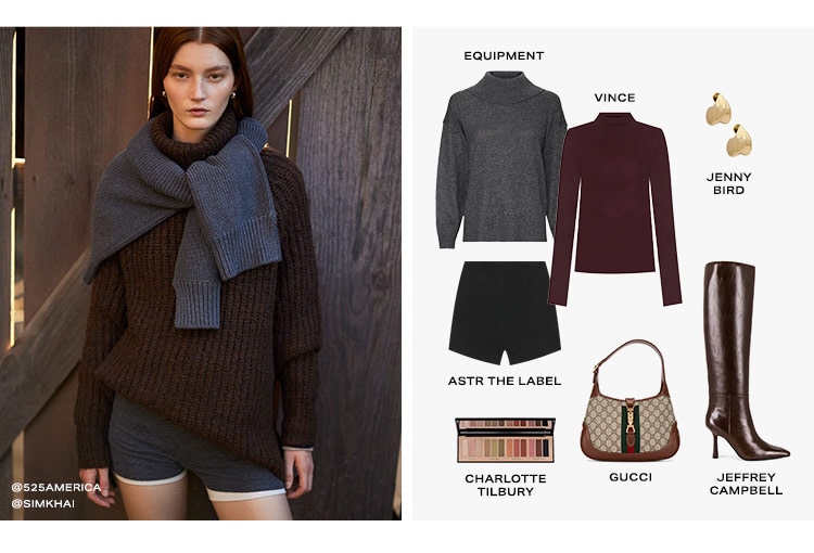 Looks We Love: Fall Outfit Combinations: From a blazer styled as a dress to a sweater over the shoulders moment, these are the outfits we’ll be throwing together for the rest of the season - Shop the Fall Edit