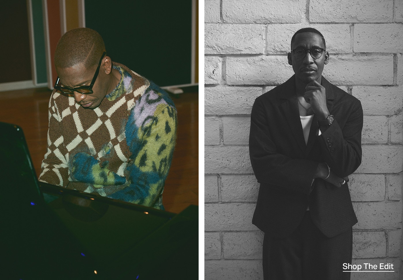 Raphael Saadiq Playing a piano to the left and a black and white image on the right.