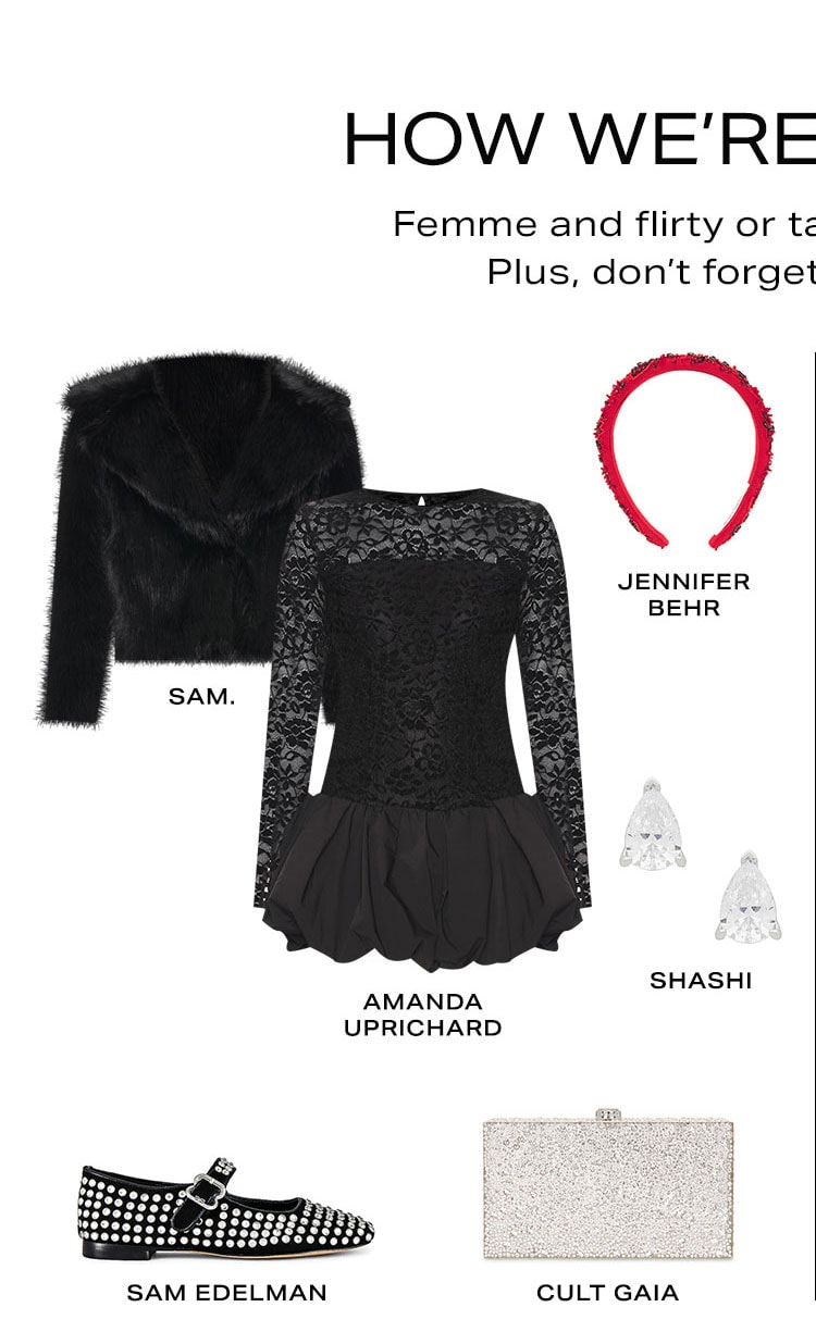 How We're Styling It: Femme and flirty or tailored sophistication. Look 1.