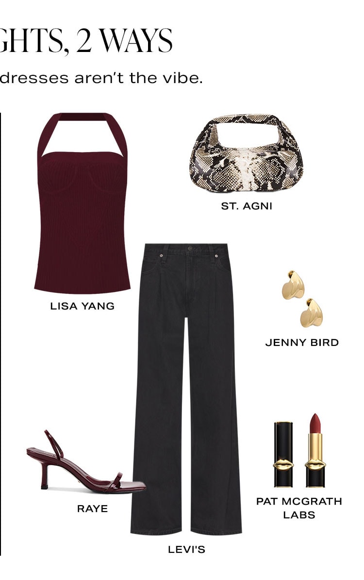 Holiday Nights, 2 Ways: Look 2. Festive looks for when dresses aren't the vibe.