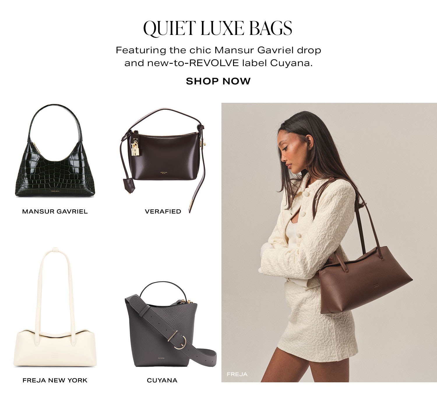 Quiet Luxe Bags. Featuring the chic Mansur Gavriel drop and new-to-REVOLVE label Cuyana. Shop Now.