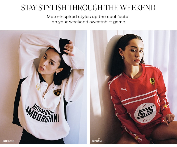 Stay Comfy on the Weekend. Moto-inspired styles up the cool factor on your weekend sweatshirt game. Shop now