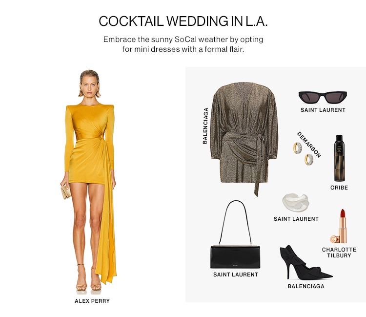 COCKTAIL WEDDING IN L.A. Embrace the sunny SoCal weather by opting for mini dresses with a formal flair.