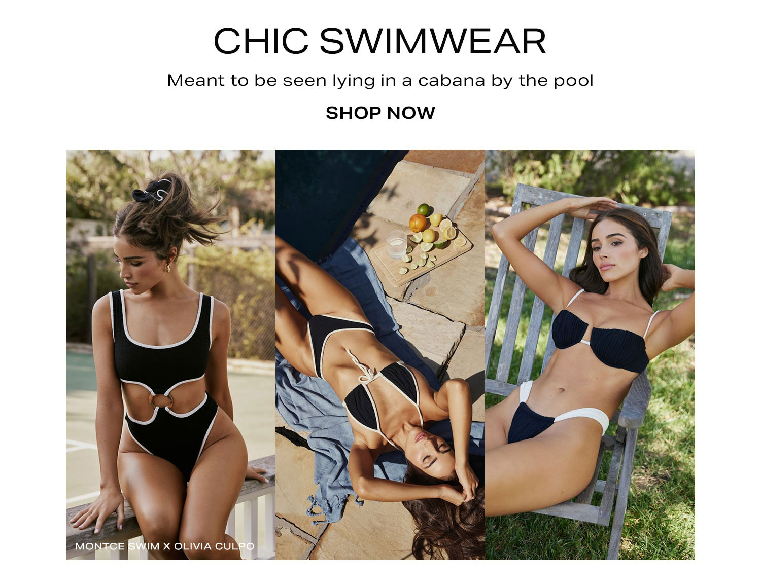 Chic Swimwear. Meant to be seen lying in a cabana by the pool. Shop Now.