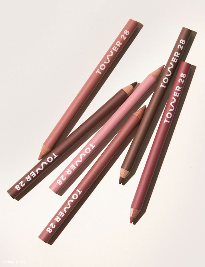 A variety of Tower 28 brand lip liner pencils.
