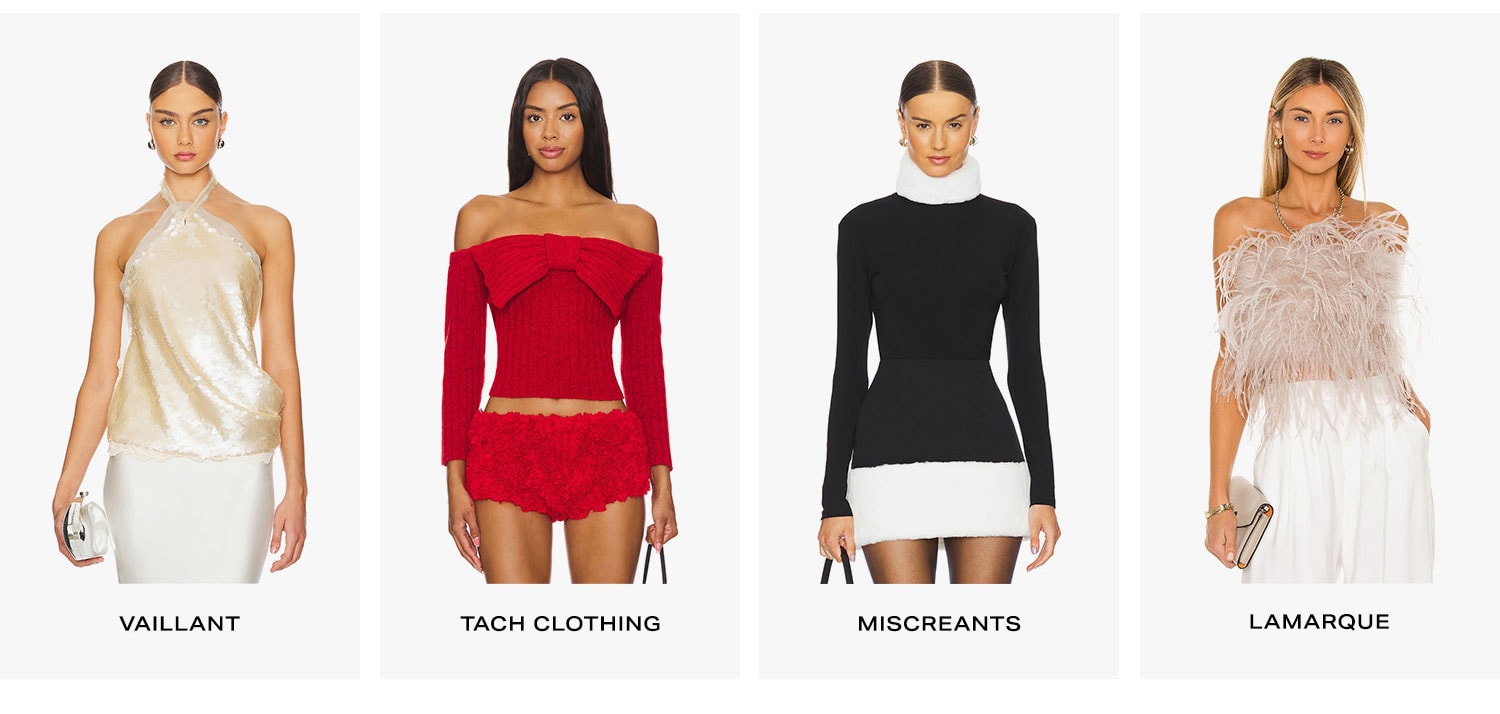 Holiday Party Tops. Row of Product.