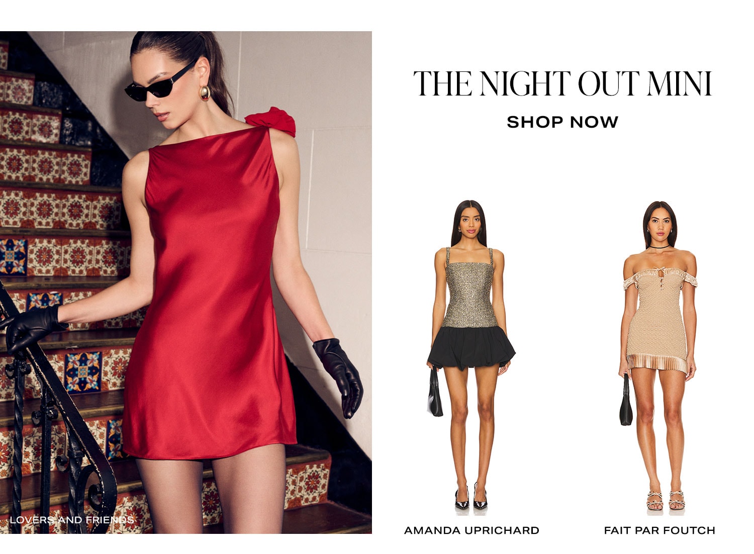 The Night Out Mini. Row of Product. Shop Now.