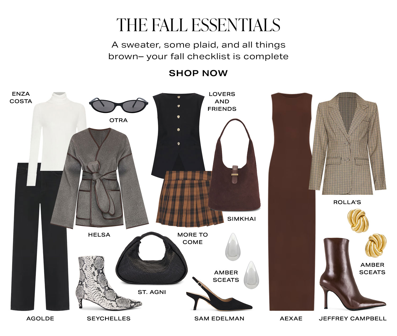 The Fall Essentials. A sweater, some plaid, and all things brown- your fall checklist is complete. Product Assortment. Shop Now.