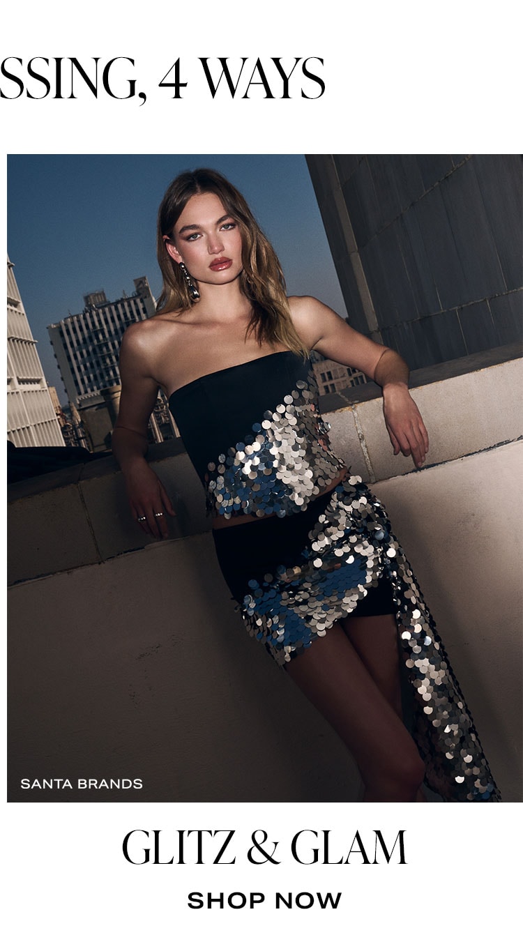 Holiday Dressing, 4 Ways: Glitz & Glam. Shop Now.