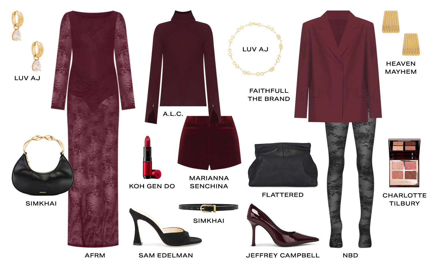 Shades Of Burgundy. Product Assortment.