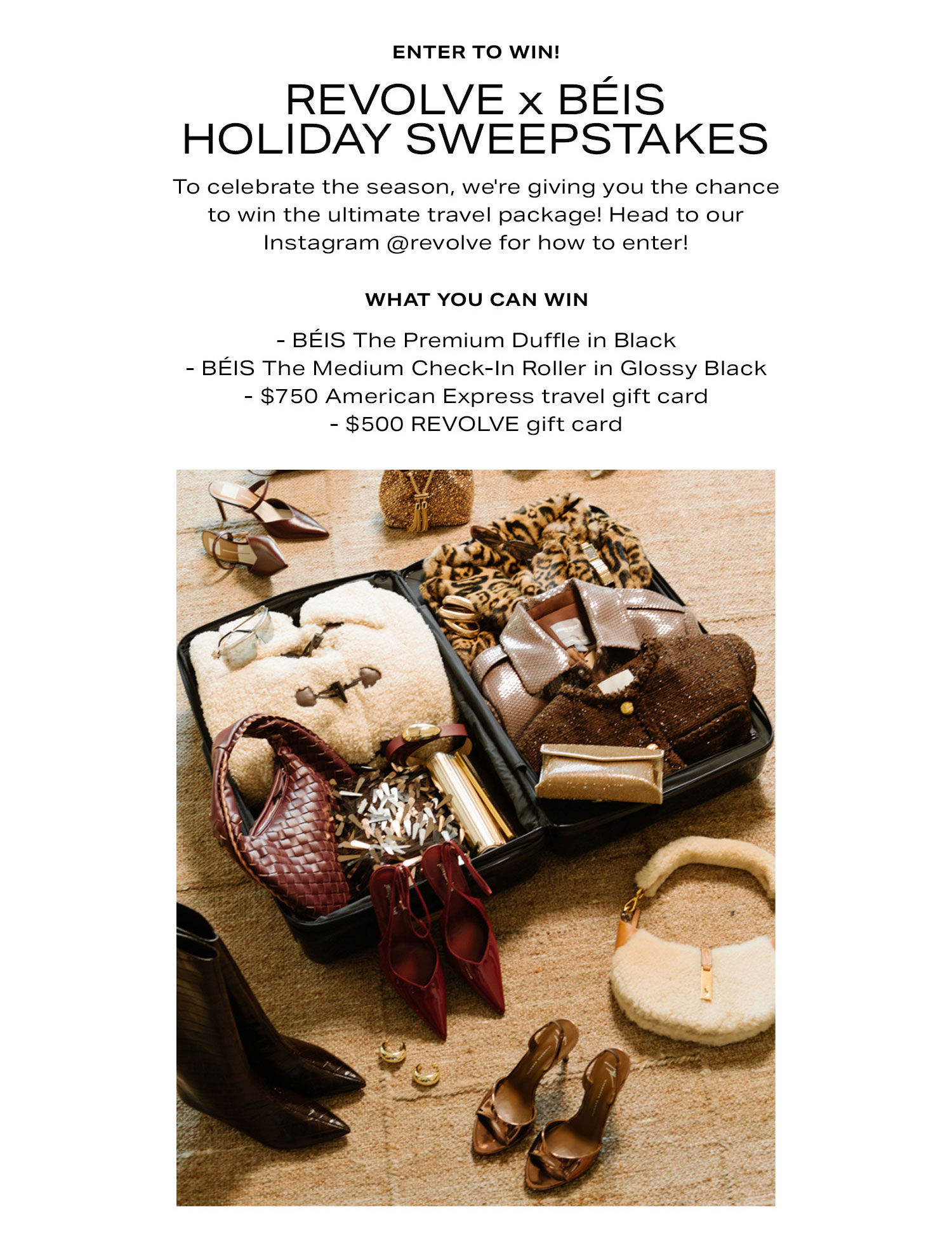 Revolve x Beis Holiday Sweepstakes.
