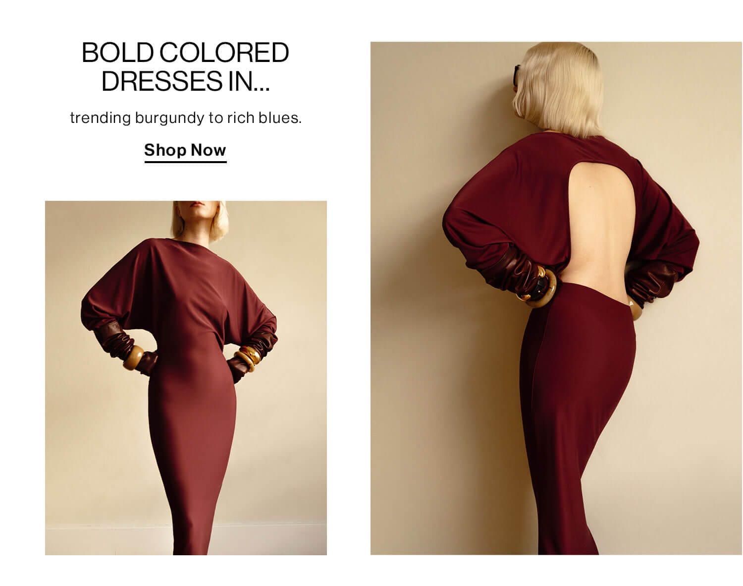  BOLD COLORED DRESSES IN… trending burgundy to rich blues. Shop Now