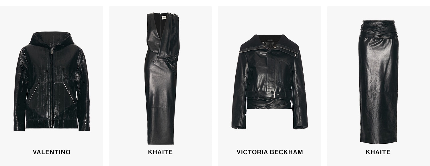 LUSCIOUS LEATHER DEK: Enter in your instantly chic upgrade: sleek leathers in deep shades of onyx. CTA: Shop Now