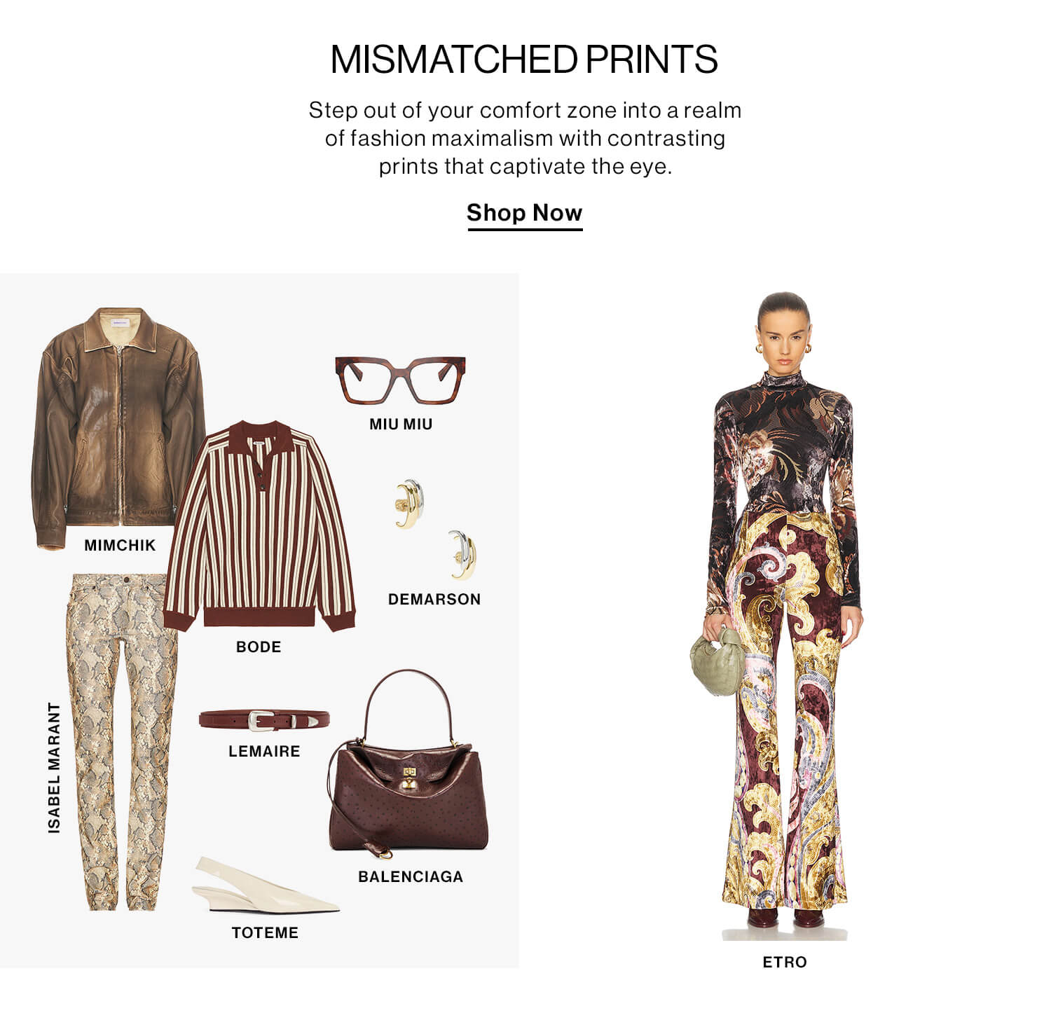 Mismatched Prints DEK: Step out of your comfort zone into a realm of fashion maximalism with contrasting prints that captivate the eye. CTA: Shop Now