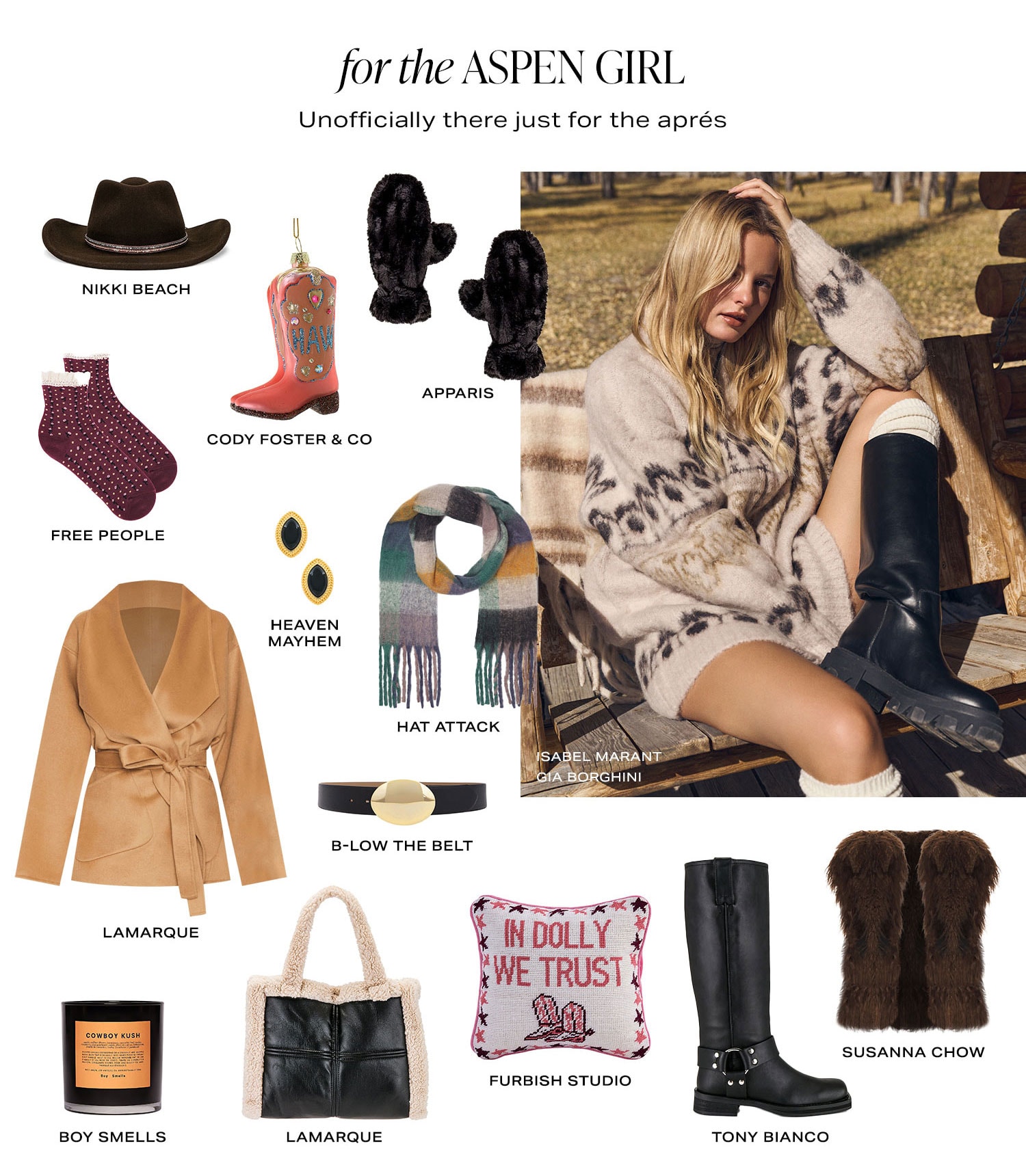 For The Aspen Girl. Unofficially there just for aprés. Product Assortment.