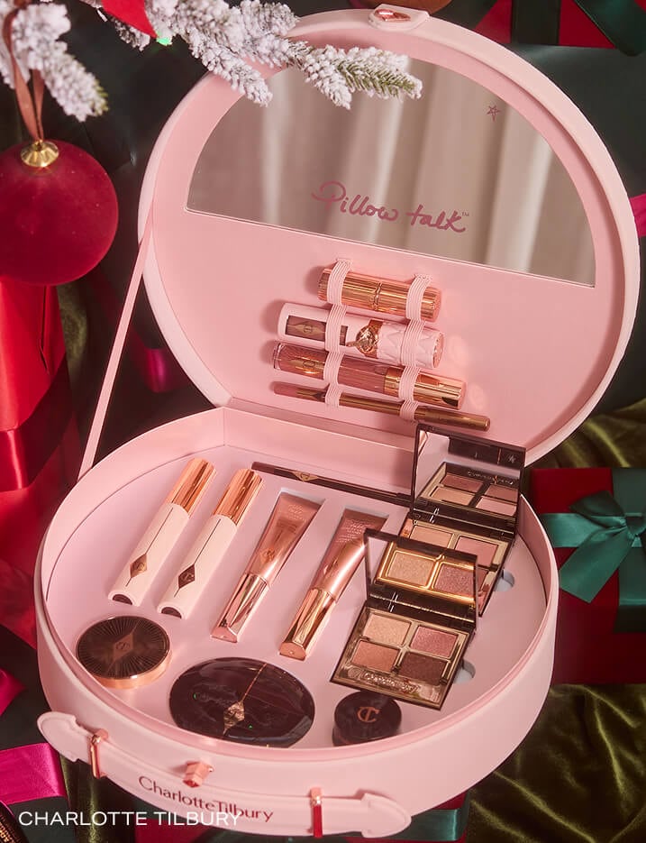 An opened Charlotte Tilbury Pillow Talk Dreams Come True makeup box.