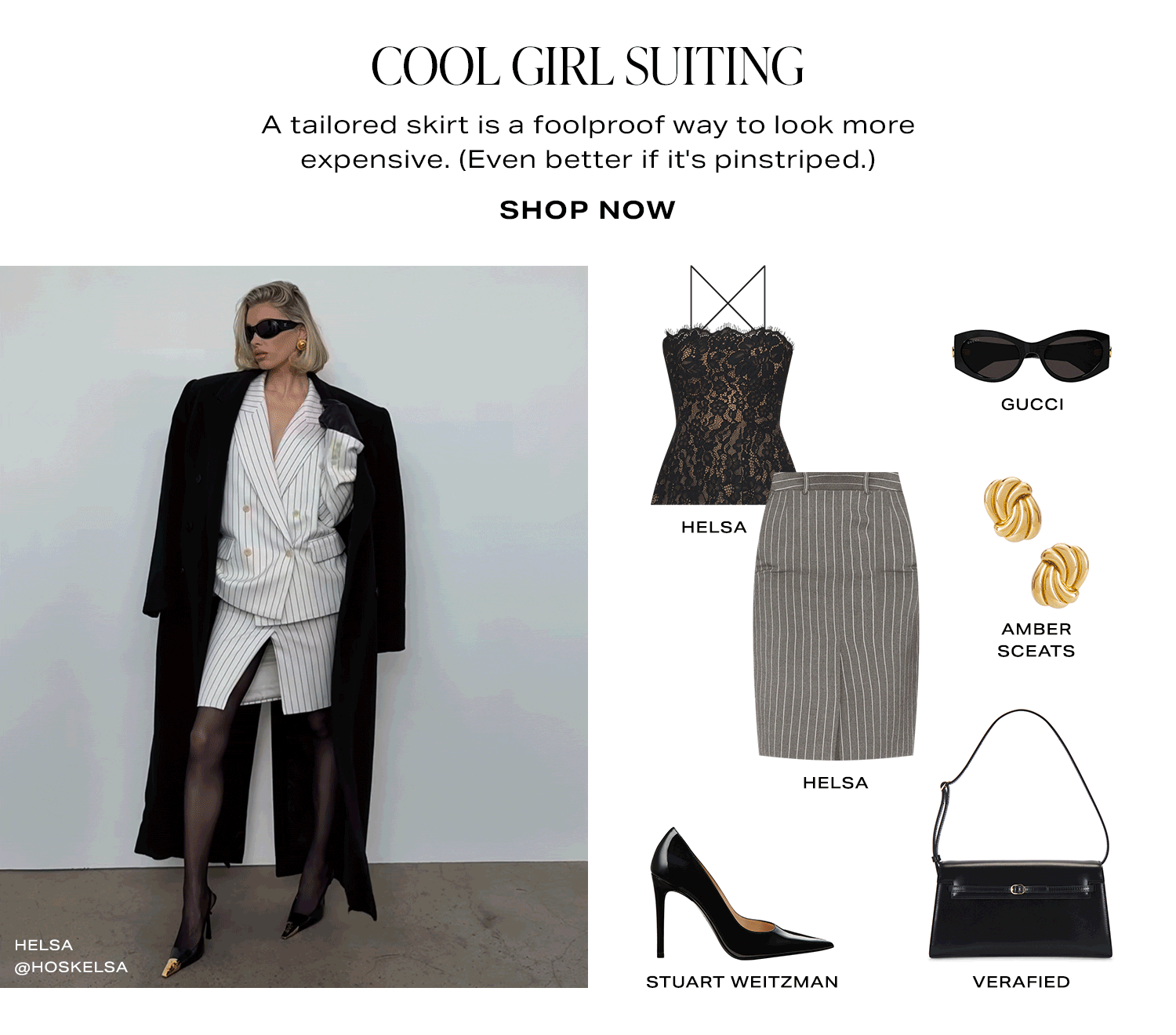 Cool Girl Suiting. Tailored sets are a foolproof way to look more expensive. (Even better if it's pinstriped.) Shop now.