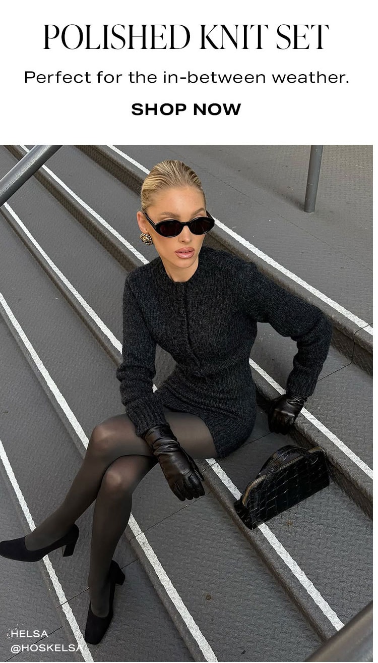 Polished Knit Set. Perfect for the in-between weather. Shop Now.