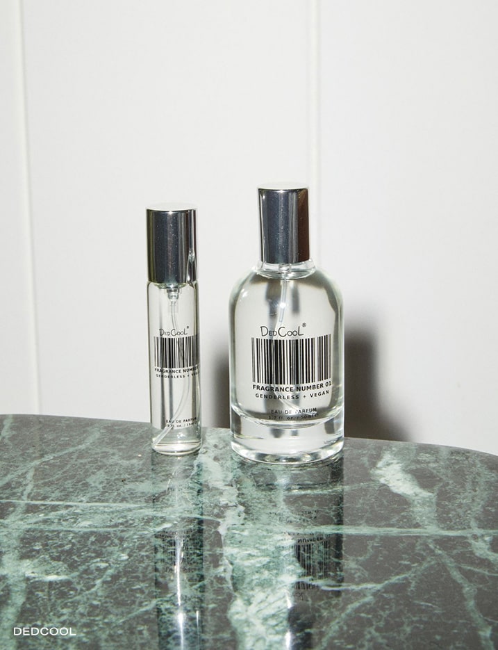 Bottles of Dedcool perfume.