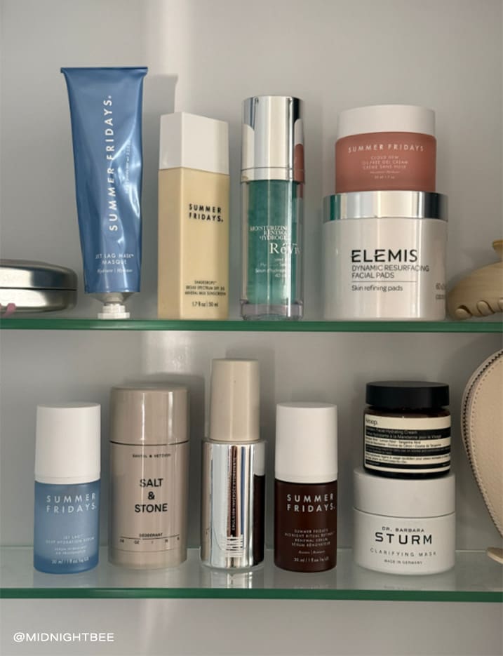 Variety of skincare products.